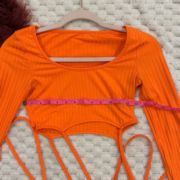 Orange Ribbed Two-Piece Skirt Set (S) - Picture 6 of 6